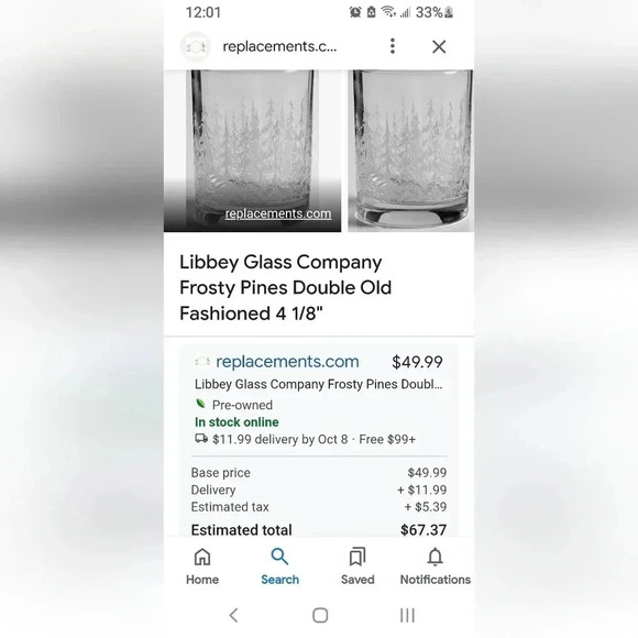 Set Of 3 Vintage Libbey Frosty Pines Christmas Tree Etched Glasses - Picture 4 of 4